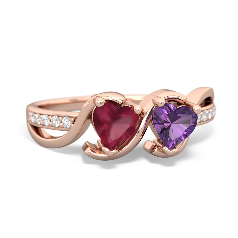 Ruby Side By Side 14K Rose Gold ring R3090