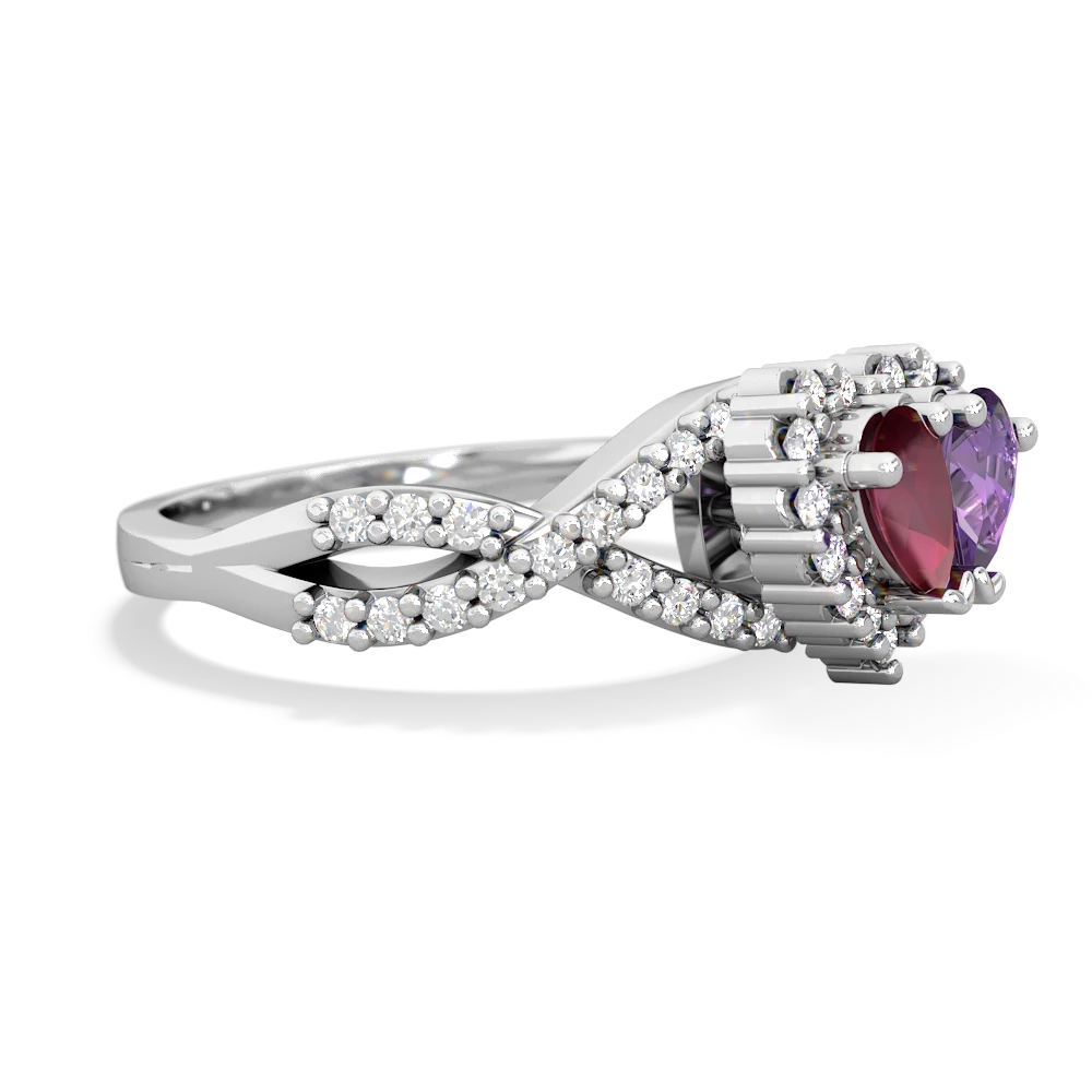 Ruby Diamond Twist 'One Heart' 14K White Gold ring R2640HRT