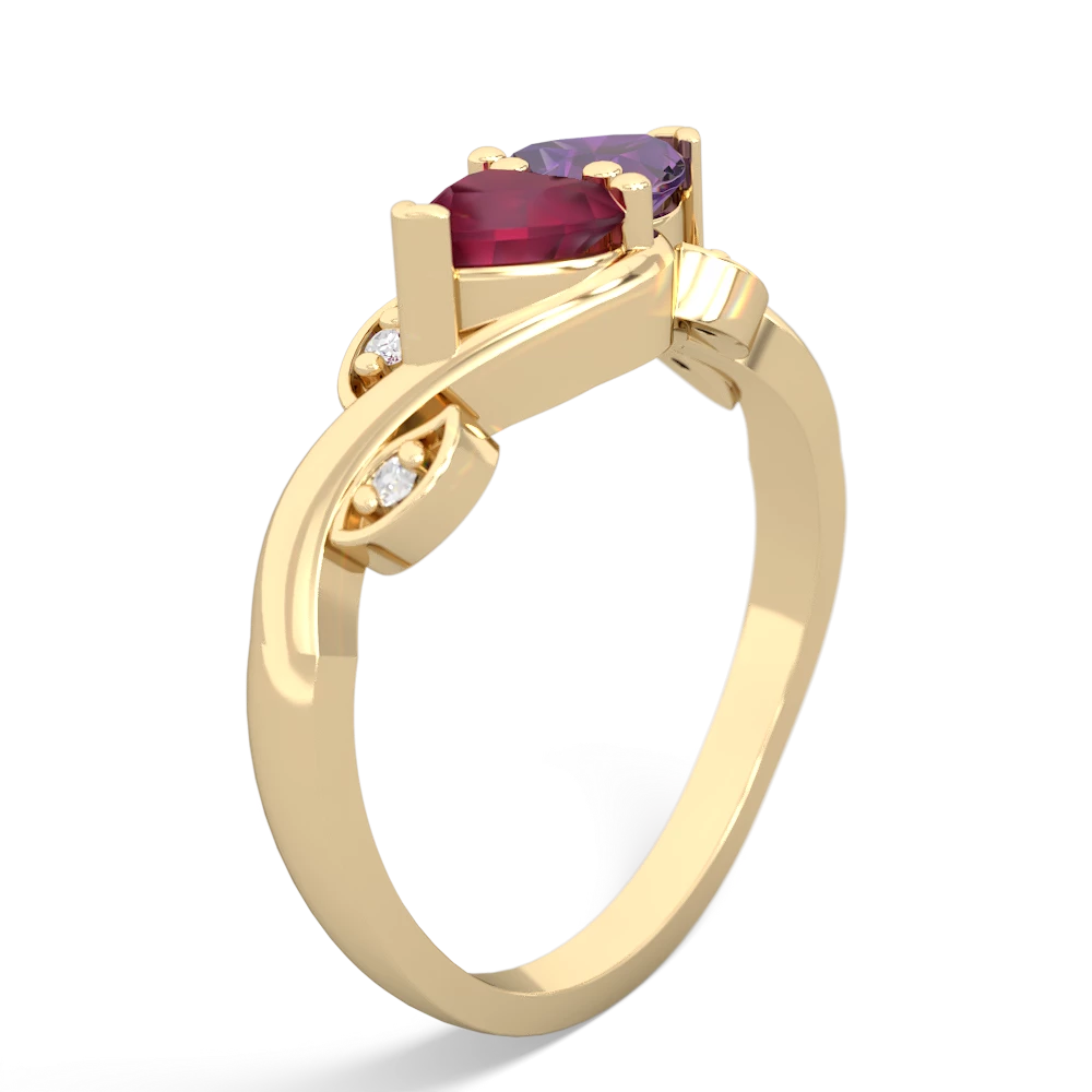 Ruby Floral Elegance 14K Yellow Gold ring R5790