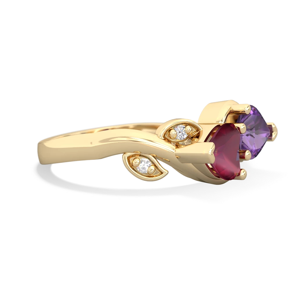 Ruby Floral Elegance 14K Yellow Gold ring R5790