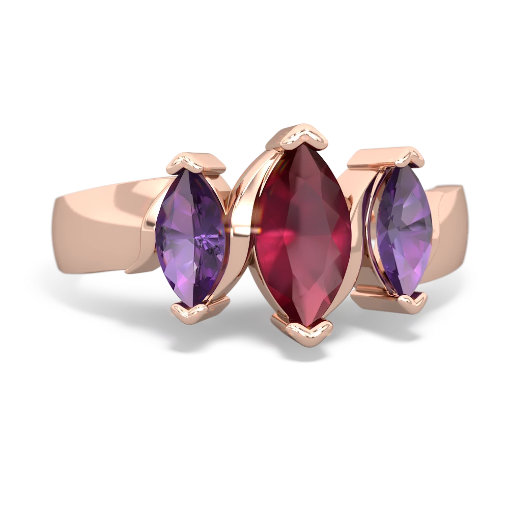 Ruby Three Peeks 14K Rose Gold ring R2433