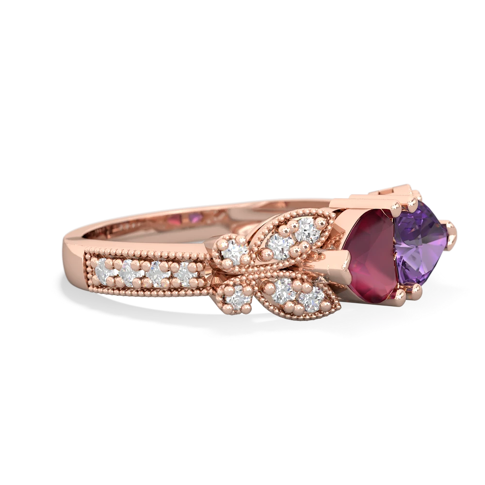 Ruby Diamond Butterflies 14K Rose Gold ring R5601