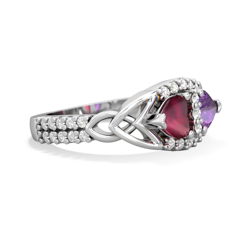 Ruby Sparkling Celtic Knot 14K White Gold ring R2645