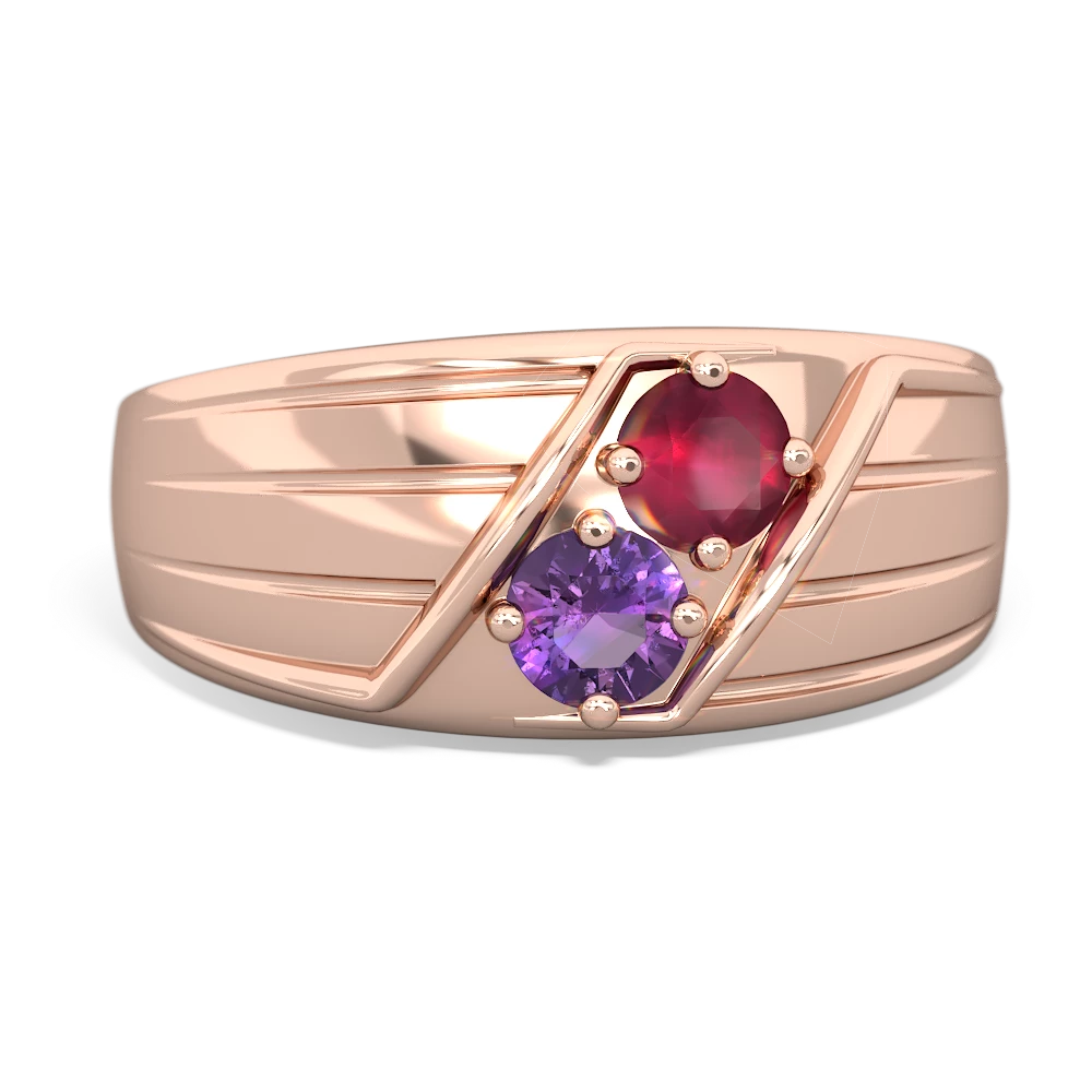 Ruby Men's Streamline 14K Rose Gold ring R0460