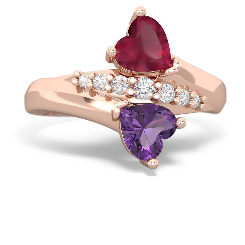 Ruby Heart To Heart 14K Rose Gold ring R2064