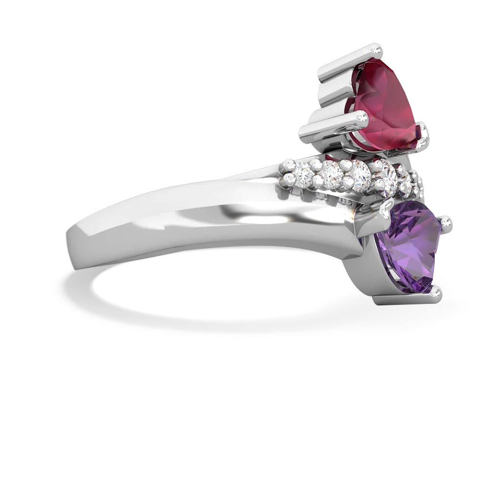 Ruby Heart To Heart 14K White Gold ring R2064