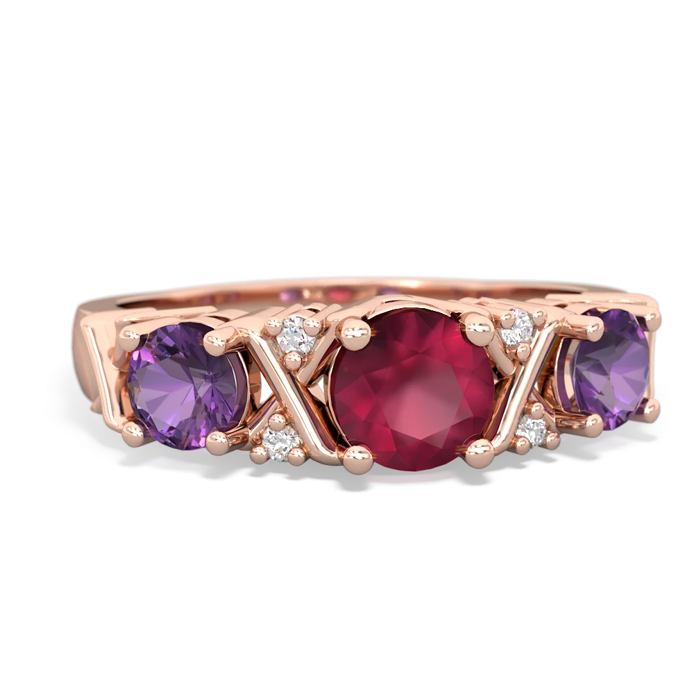 Ruby Hugs And Kisses 14K Rose Gold ring R5016