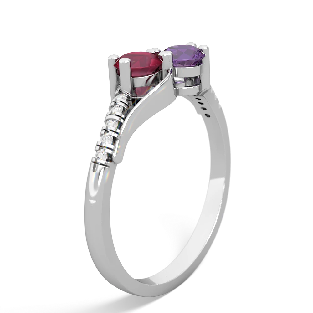 Ruby Infinity Pave Two Stone 14K White Gold ring R5285