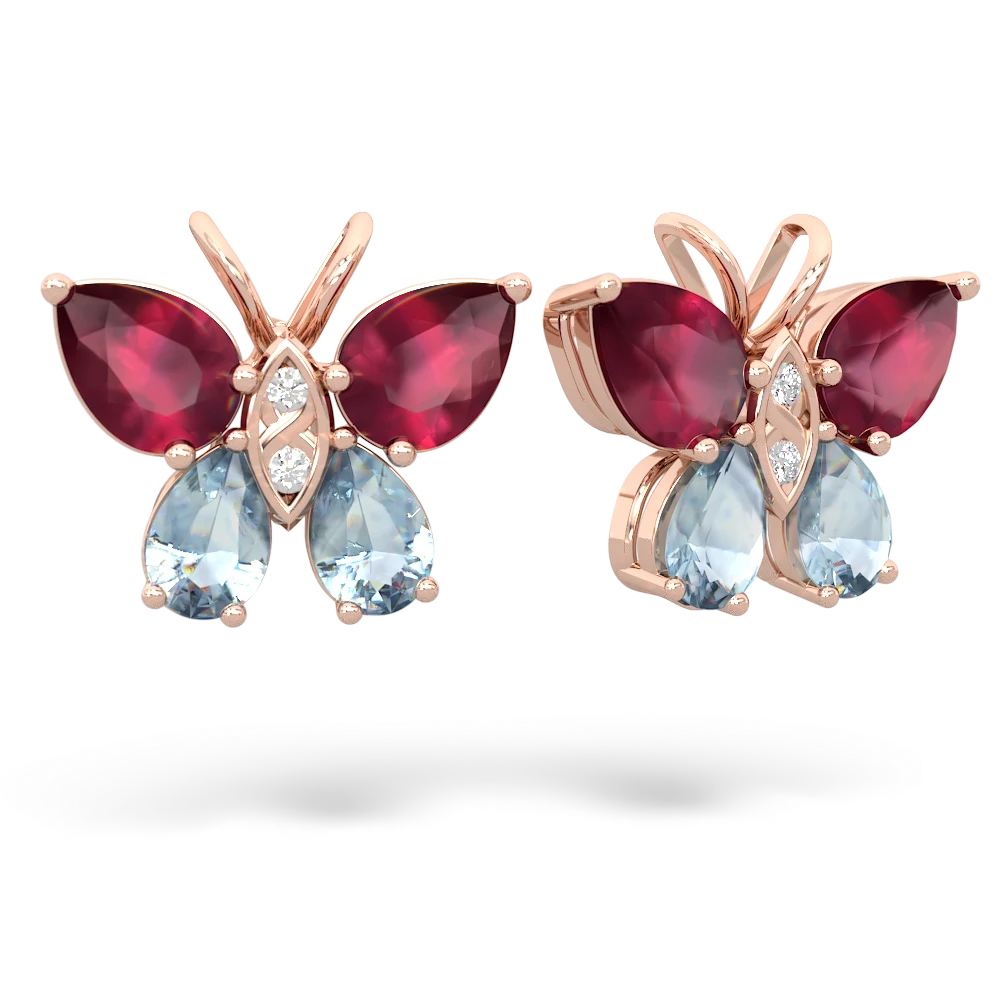 Ruby Butterfly 14K Rose Gold earrings E2215