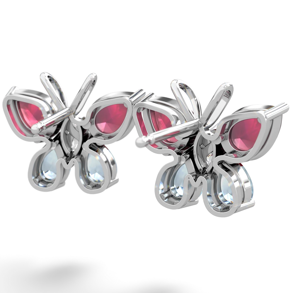 Ruby Butterfly 14K White Gold earrings E2215