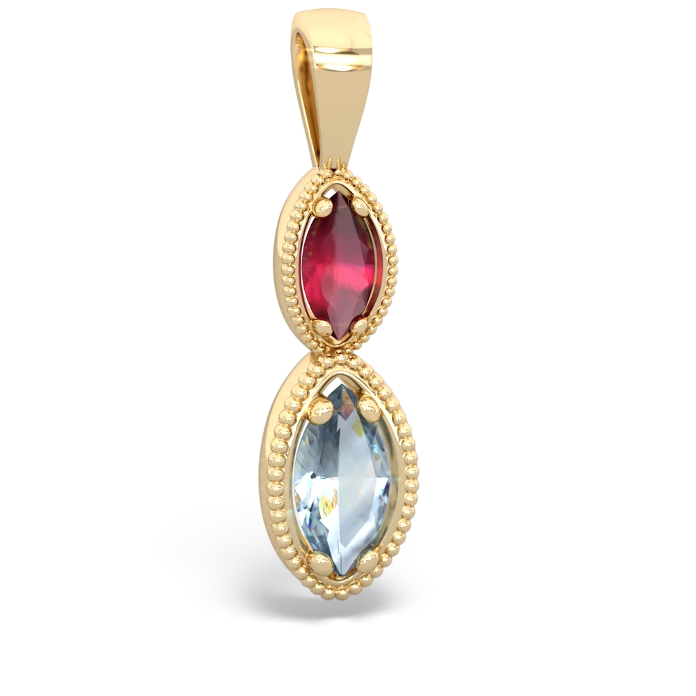 Ruby Antique-Style Halo 14K Yellow Gold pendant P5700