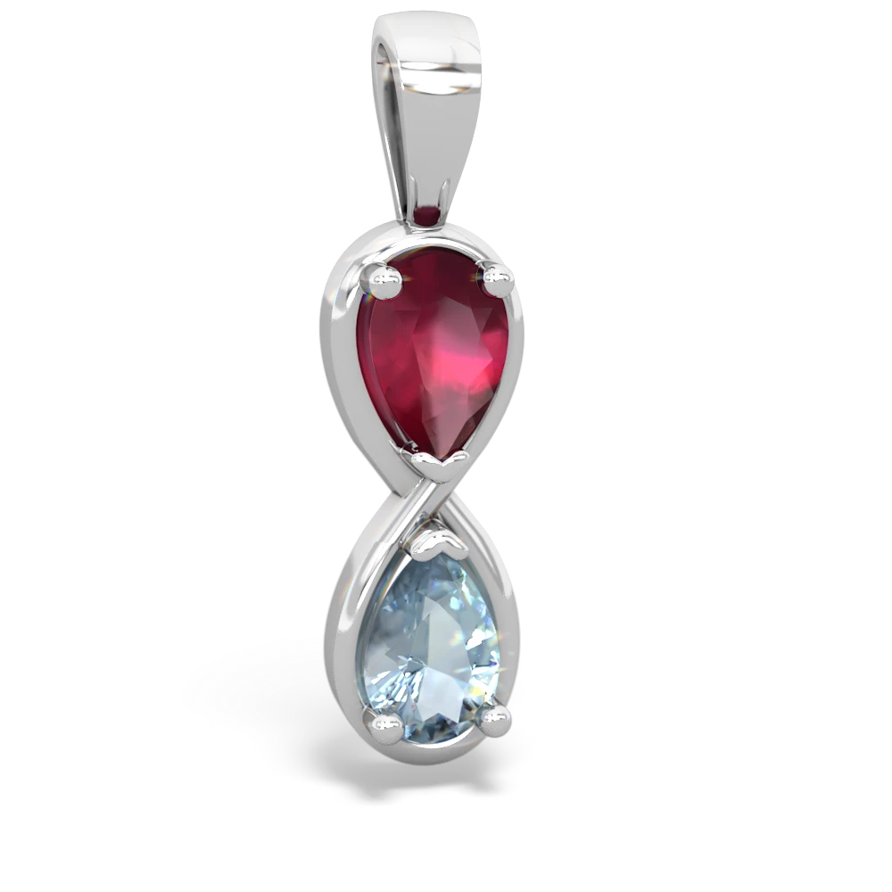 Ruby Infinity 14K White Gold pendant P5050