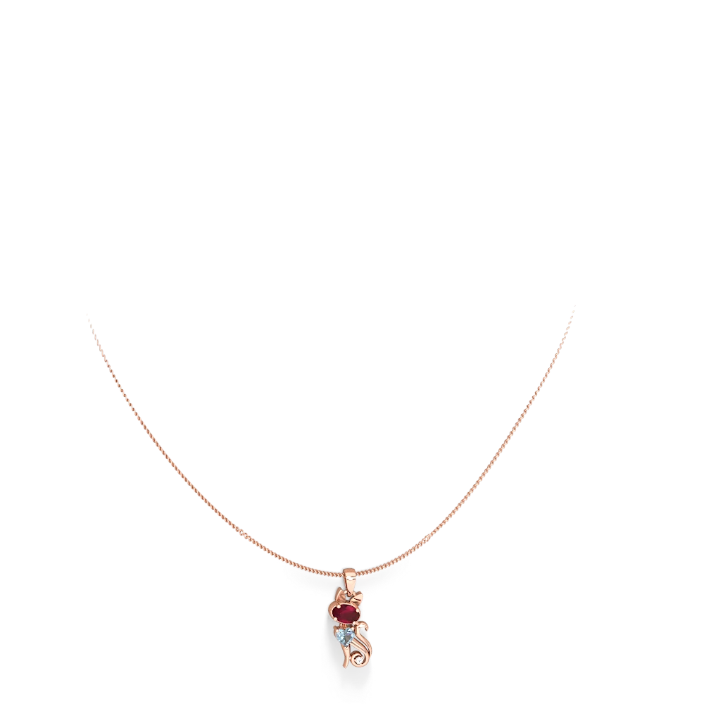 Ruby Kitten 14K Rose Gold pendant P5780