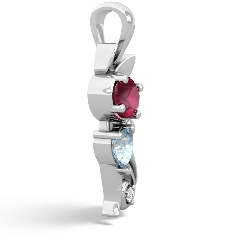 Ruby Kitten 14K White Gold pendant P5780