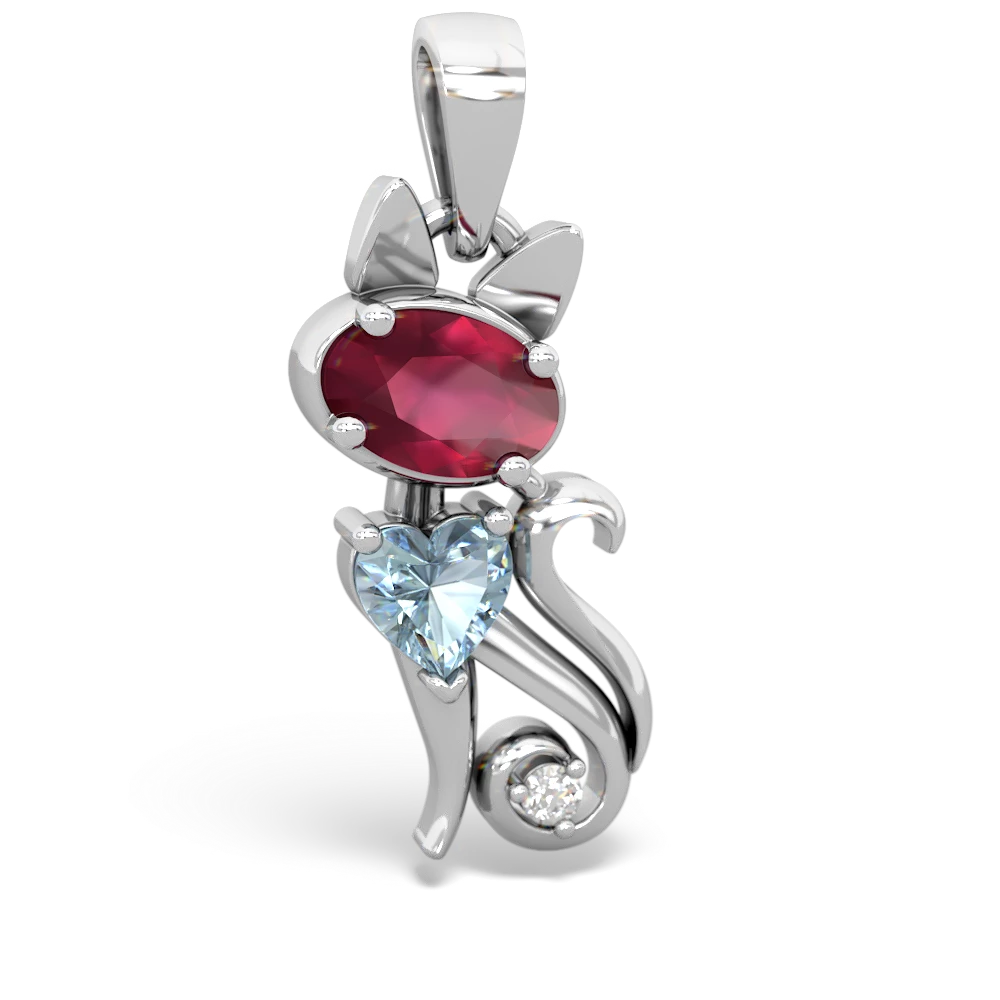 Ruby Kitten 14K White Gold pendant P5780