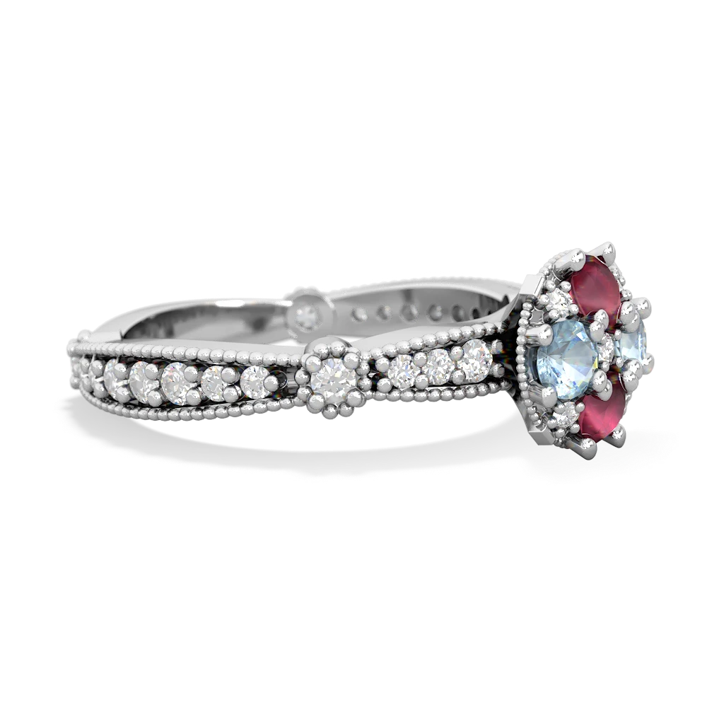 Ruby Sparkling Tiara Cluster 14K White Gold ring R26293RD