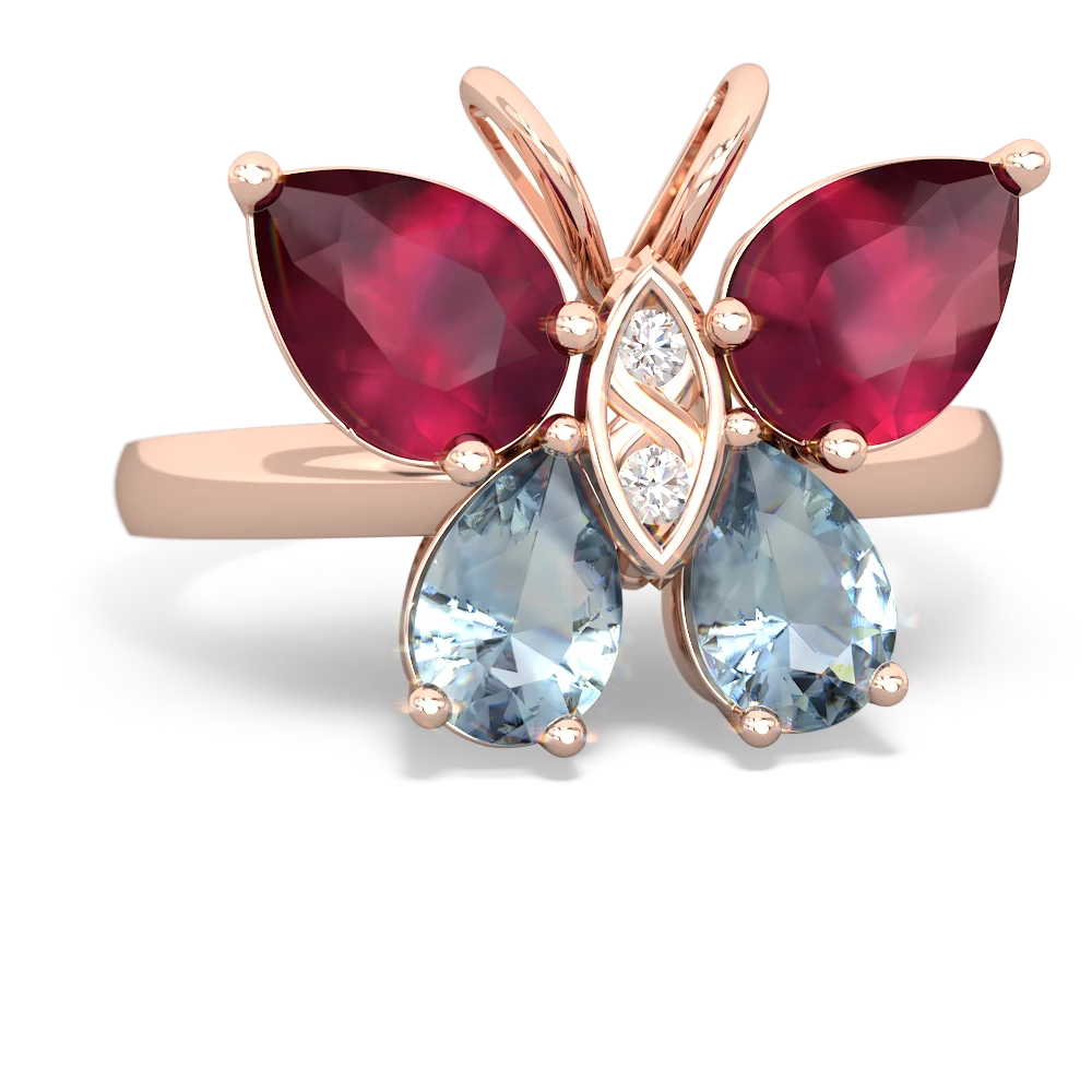 Ruby Butterfly 14K Rose Gold ring R2215