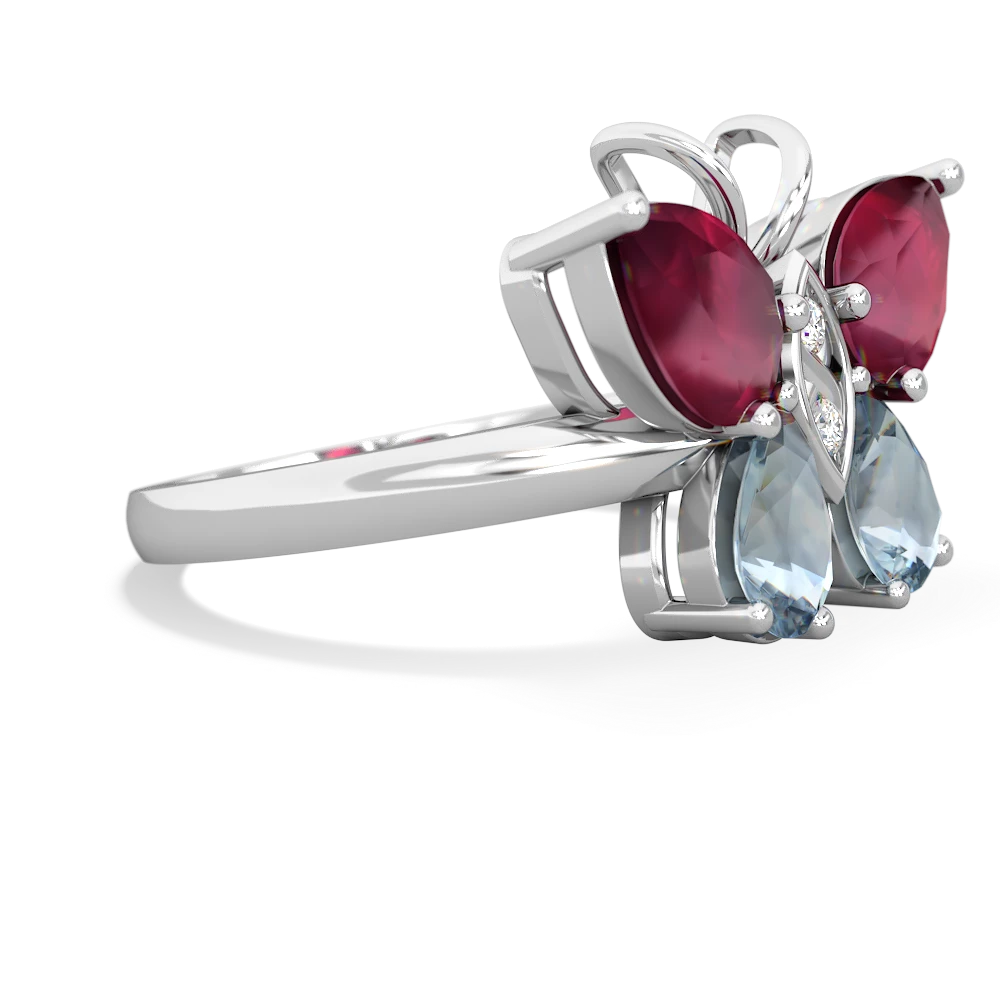 Ruby Butterfly 14K White Gold ring R2215