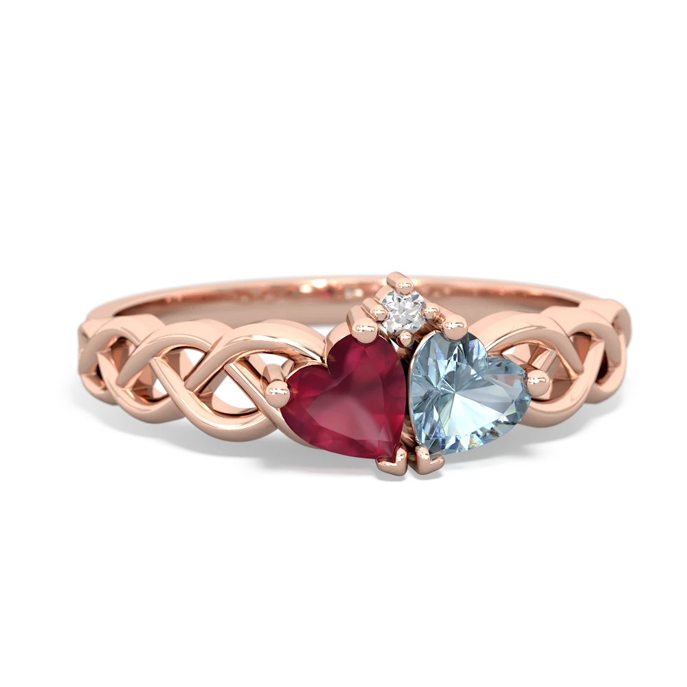 Ruby Heart To Heart Braid 14K Rose Gold ring R5870