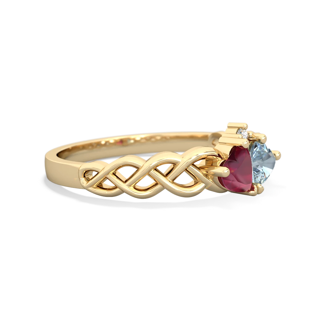 Ruby Heart To Heart Braid 14K Yellow Gold ring R5870