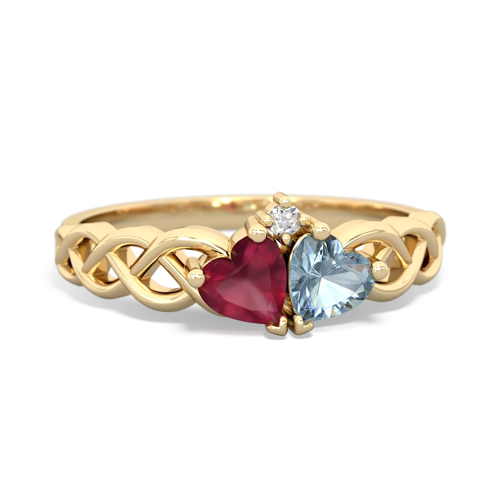 Ruby Heart To Heart Braid 14K Yellow Gold ring R5870