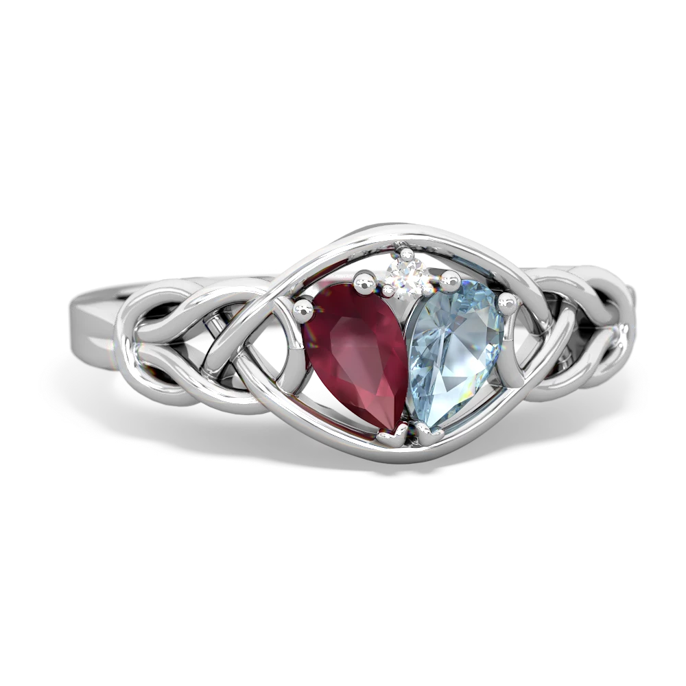 Ruby Celtic Love Knot 14K White Gold ring R5420