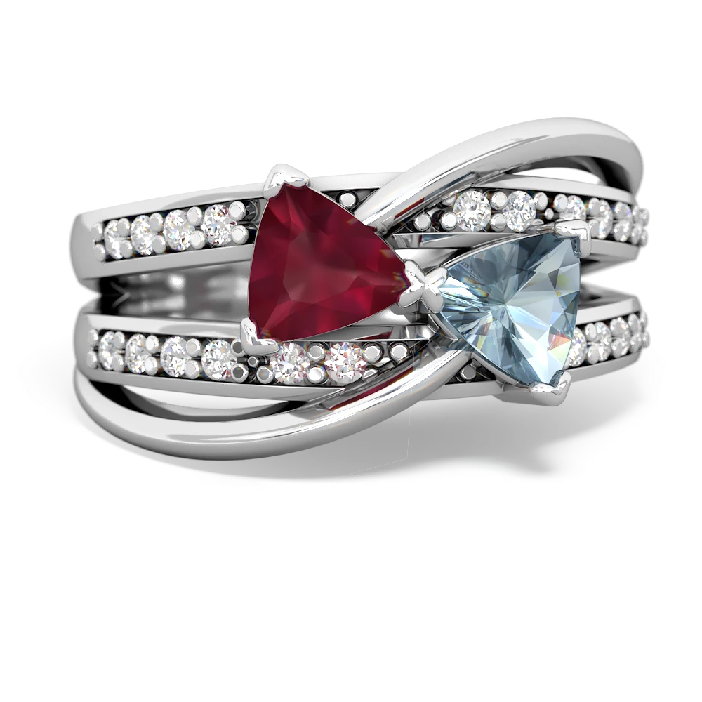 Ruby Bowtie 14K White Gold ring R2360