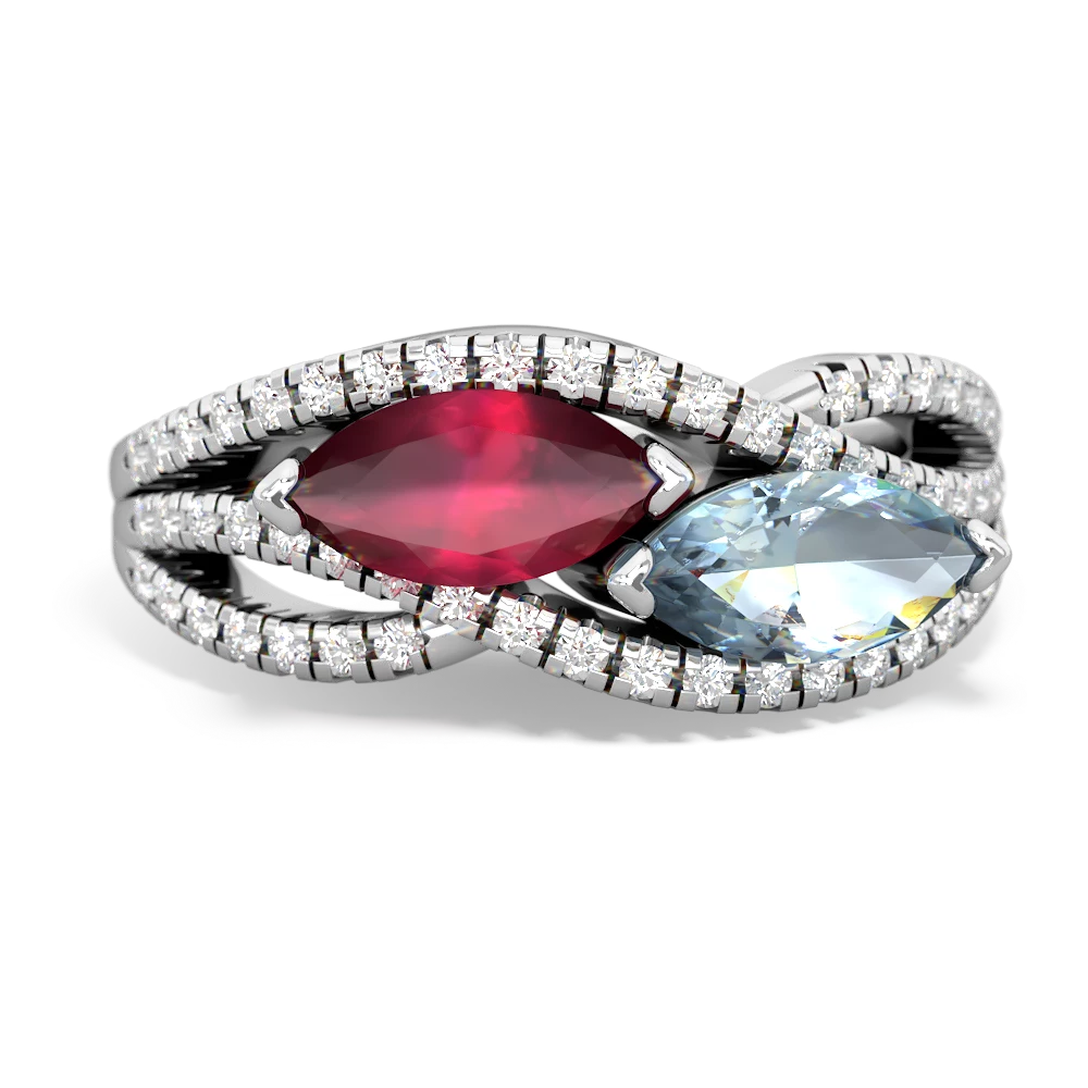 Ruby Diamond Rivers 14K White Gold ring R3070