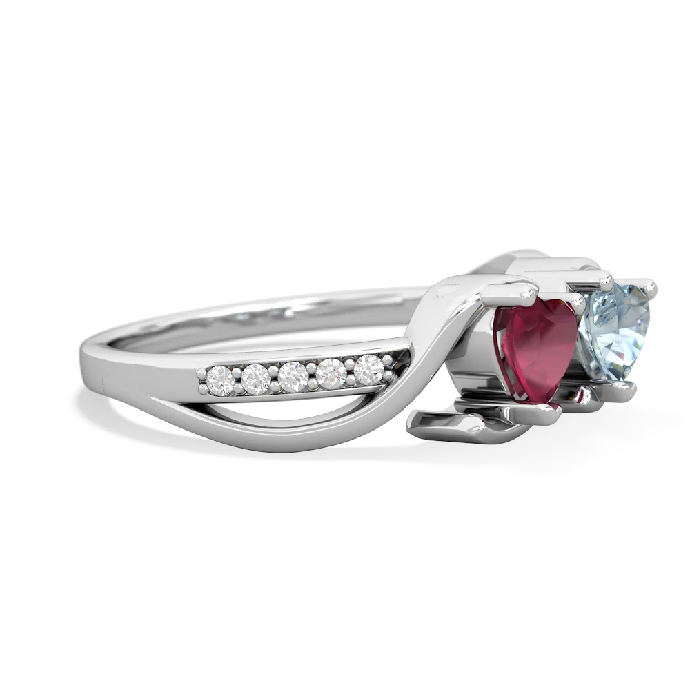 Ruby Side By Side 14K White Gold ring R3090