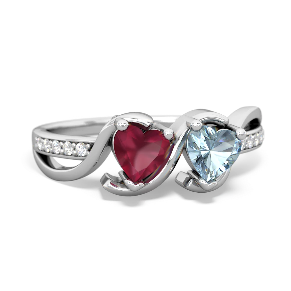 Ruby Side By Side 14K White Gold ring R3090