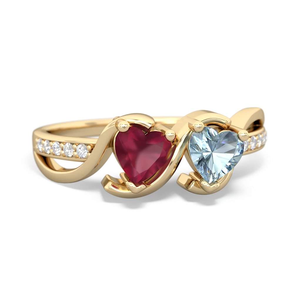 Ruby Side By Side 14K Yellow Gold ring R3090