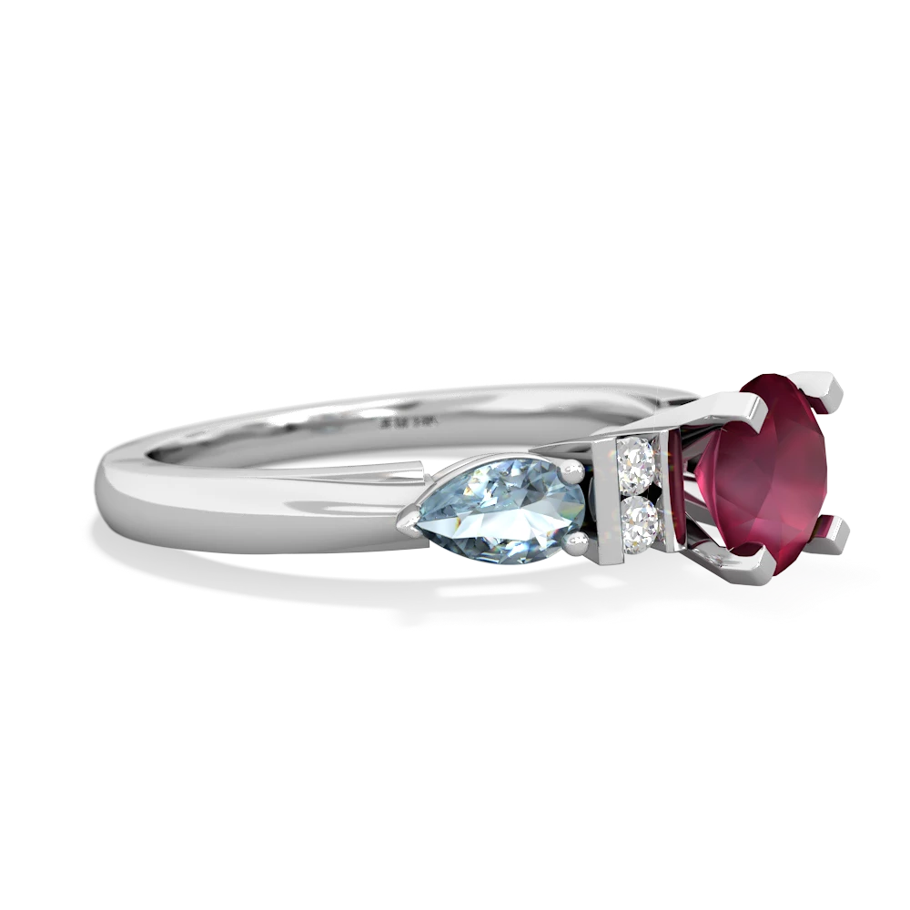 Ruby 6Mm Round Eternal Embrace Engagement 14K White Gold ring R2005