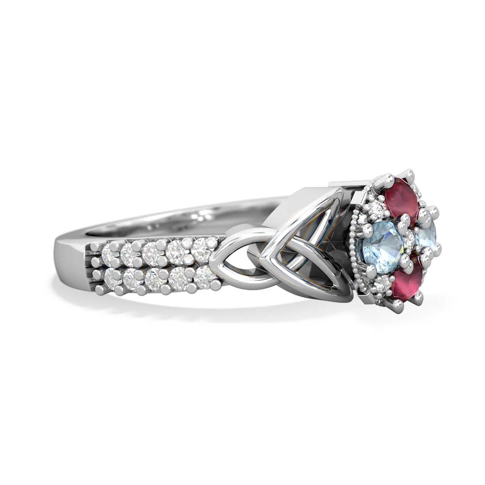 Ruby Celtic Knot Cluster Engagement 14K White Gold ring R26443RD