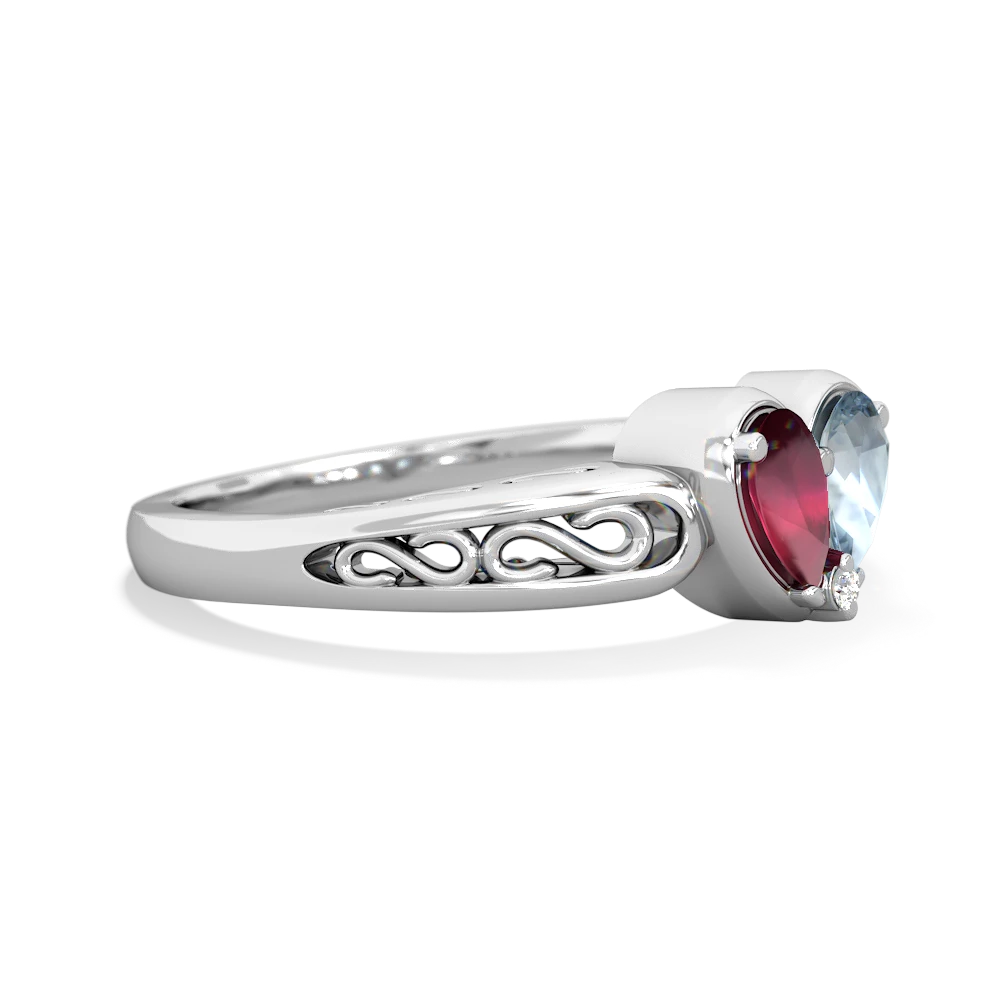 Ruby Filligree 'One Heart' 14K White Gold ring R5070