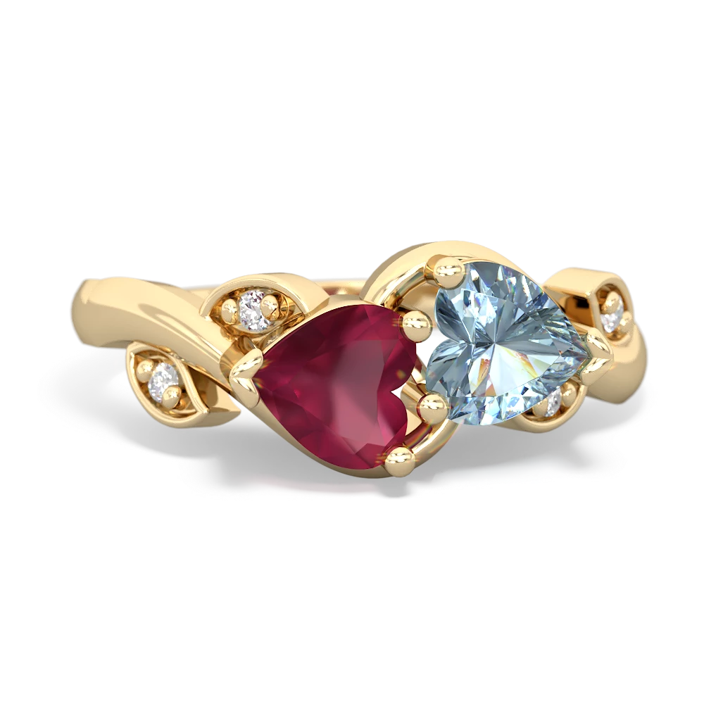 Ruby Floral Elegance 14K Yellow Gold ring R5790