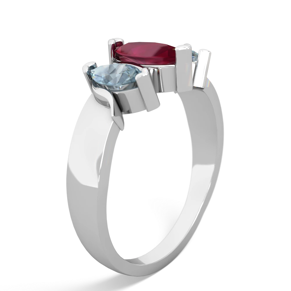 Ruby Three Peeks 14K White Gold ring R2433