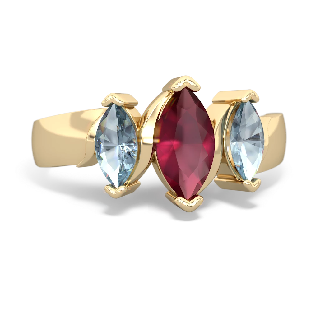 Ruby Three Peeks 14K Yellow Gold ring R2433