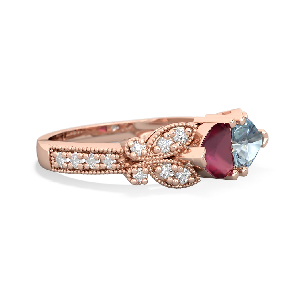 Ruby Diamond Butterflies 14K Rose Gold ring R5601