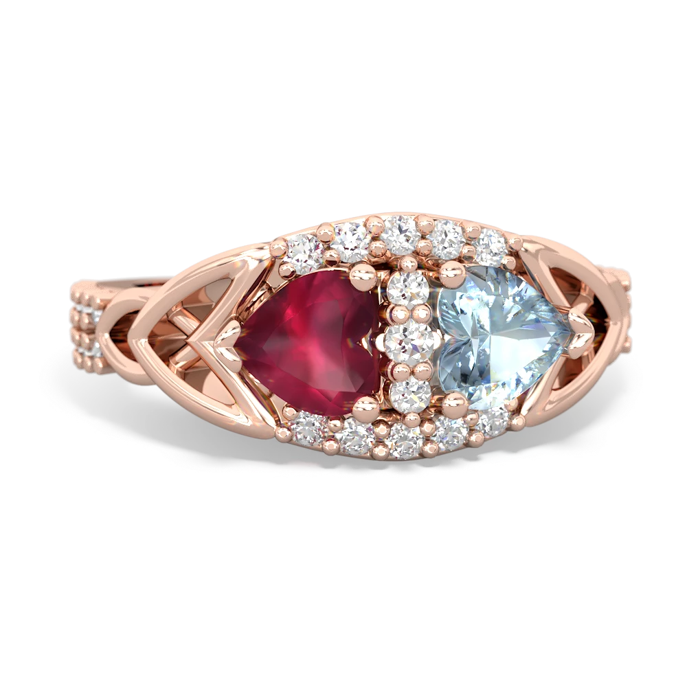 Ruby Sparkling Celtic Knot 14K Rose Gold ring R2645