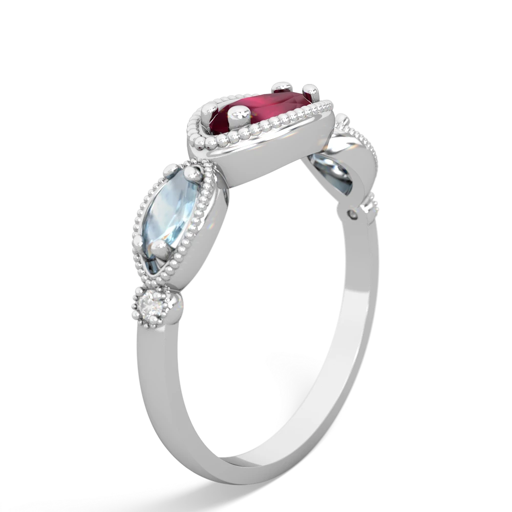 Ruby Milgrain Marquise 14K White Gold ring R5700