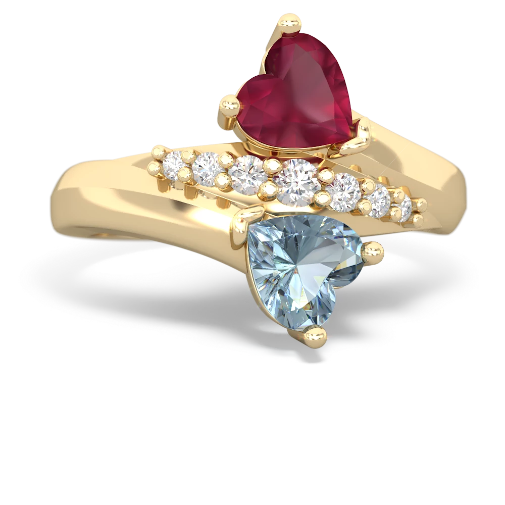 Ruby Heart To Heart 14K Yellow Gold ring R2064