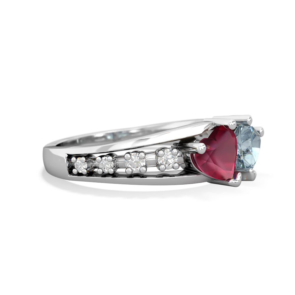 Ruby Heart To Heart 14K White Gold ring R3342