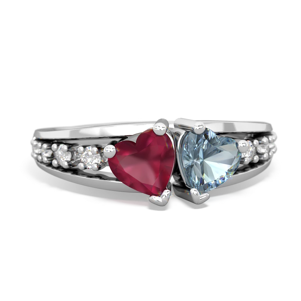 Ruby Heart To Heart 14K White Gold ring R3342