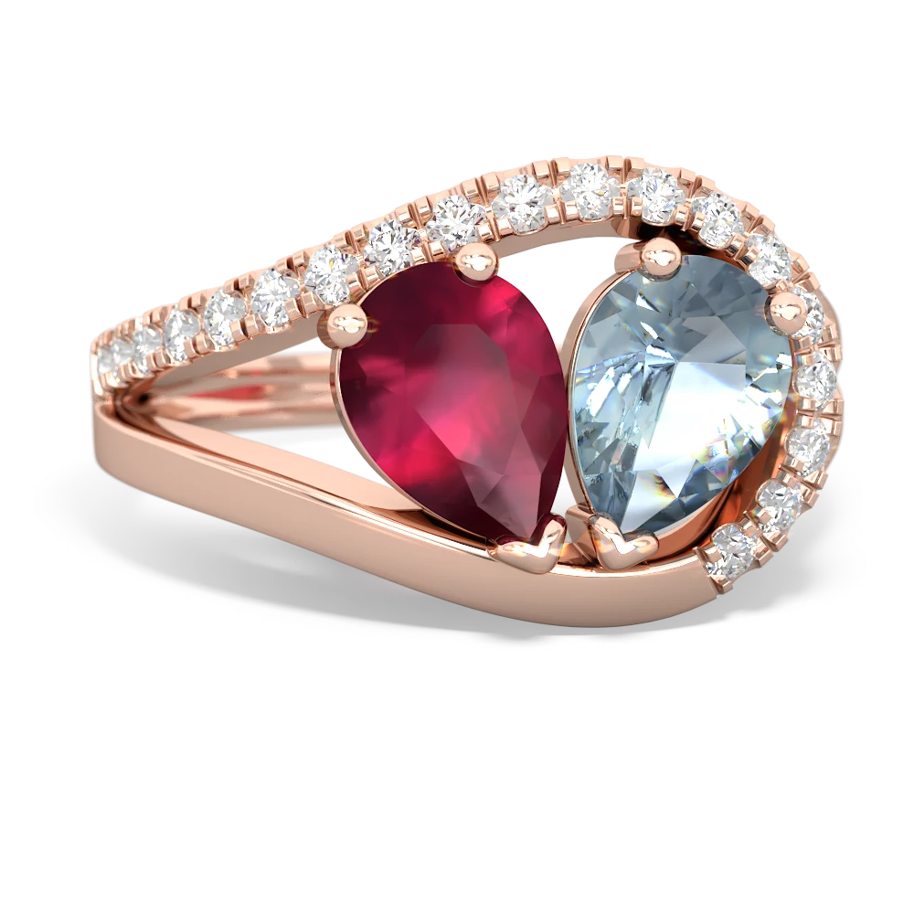 Ruby Nestled Heart Keepsake 14K Rose Gold ring R5650