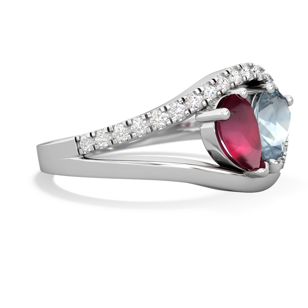 Ruby Nestled Heart Keepsake 14K White Gold ring R5650