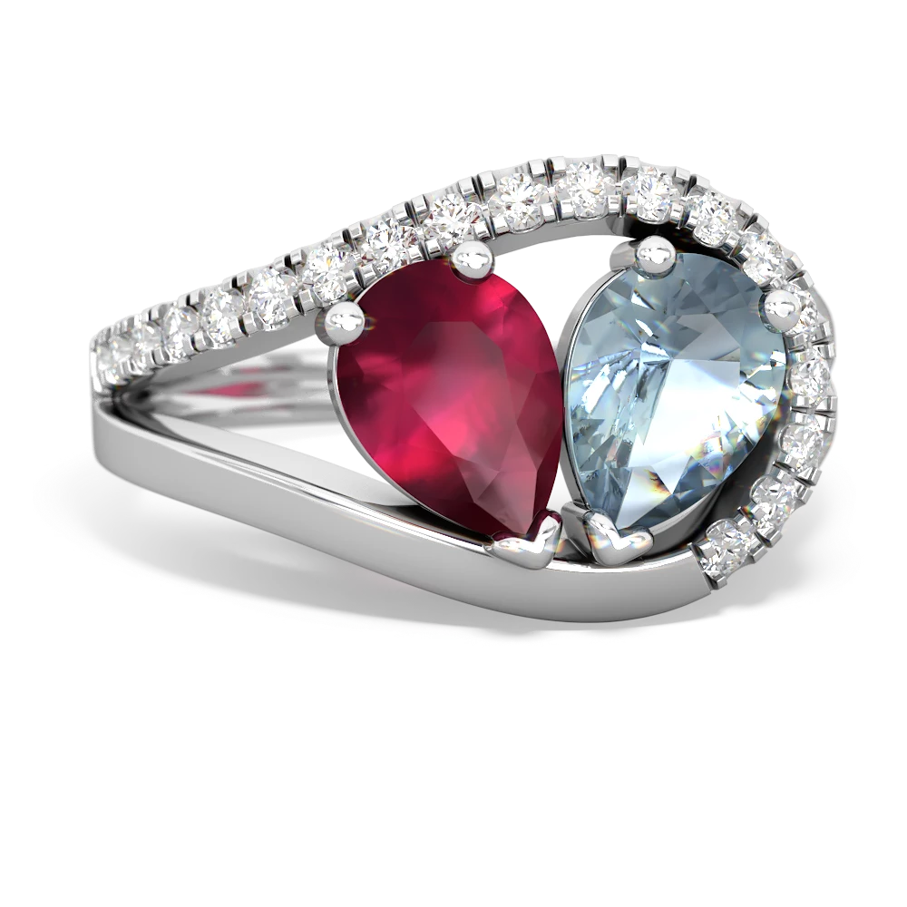 Ruby Nestled Heart Keepsake 14K White Gold ring R5650