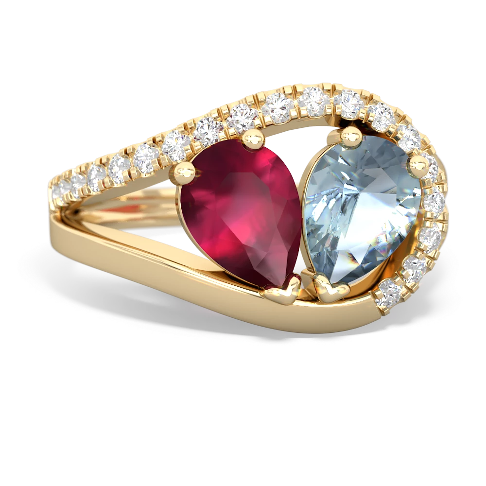 Ruby Nestled Heart Keepsake 14K Yellow Gold ring R5650