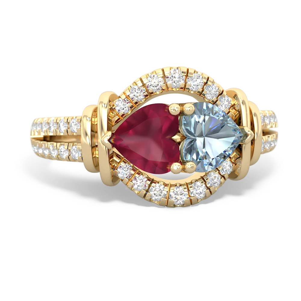 Ruby Art-Deco Keepsake 14K Yellow Gold ring R5630