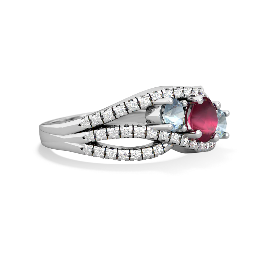 Ruby Three Stone Aurora 14K White Gold ring R3080