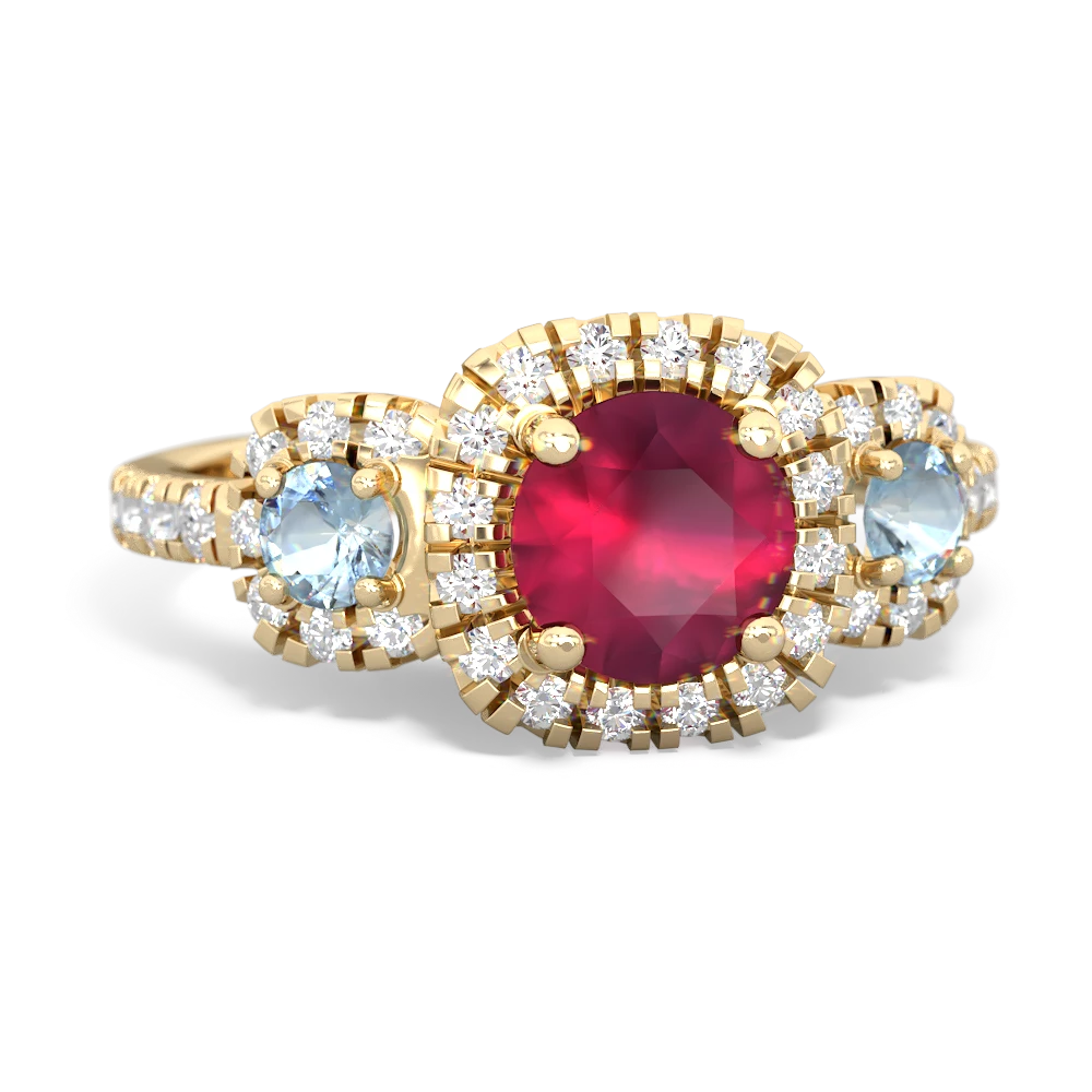 Ruby Regal Halo 14K Yellow Gold ring R5350